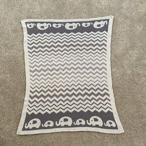Gray and White Elephant Blanket